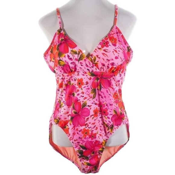 Pink Floral One-Piece Swimsuit With Adjustable Straps Womens Size Medium - Picture 1 of 9